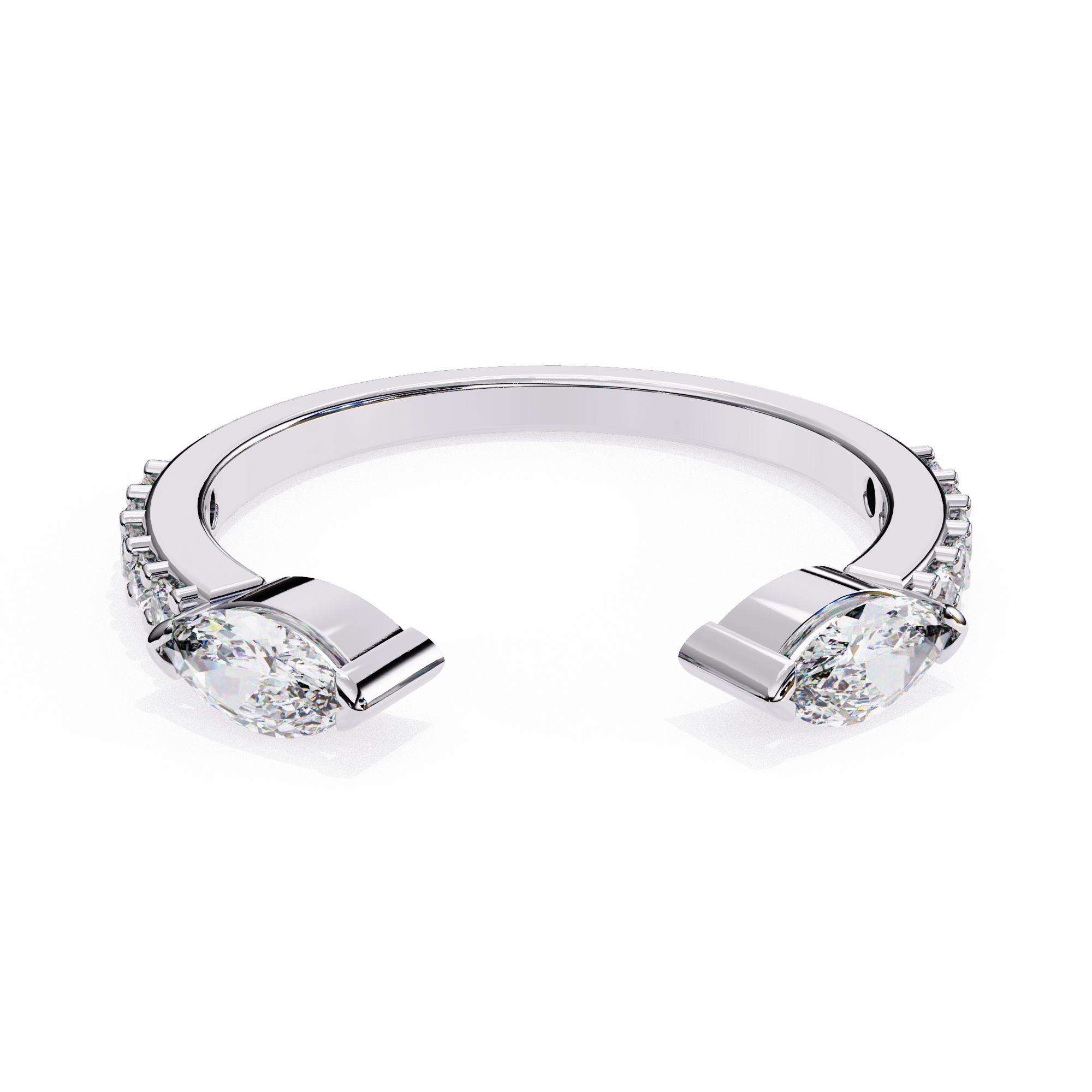 Marquise Duo Tone Open Pavé Diamond Band - Modern Open Silhouette