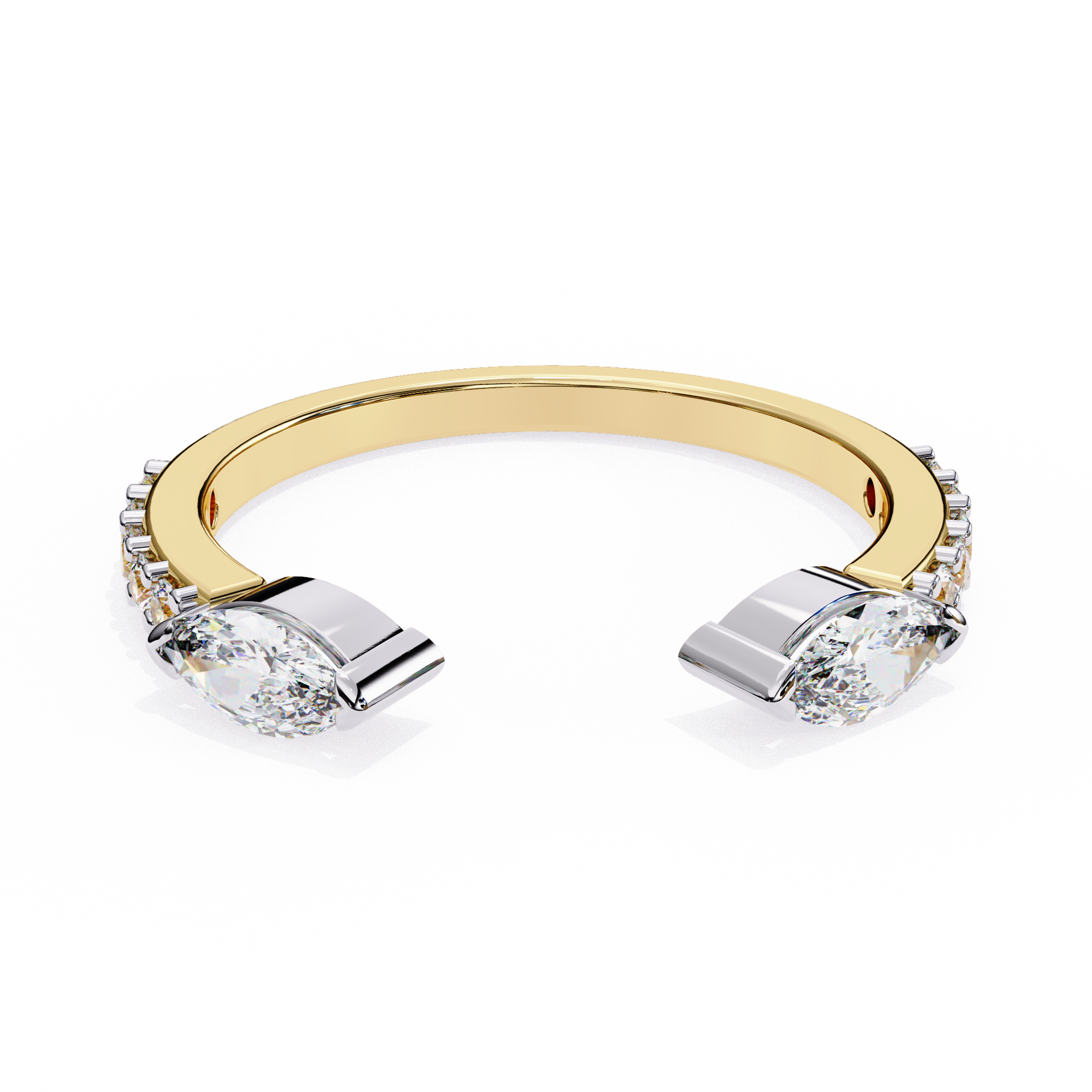 Marquise Duo Tone Open Pavé Diamond Band - Modern Open Silhouette
