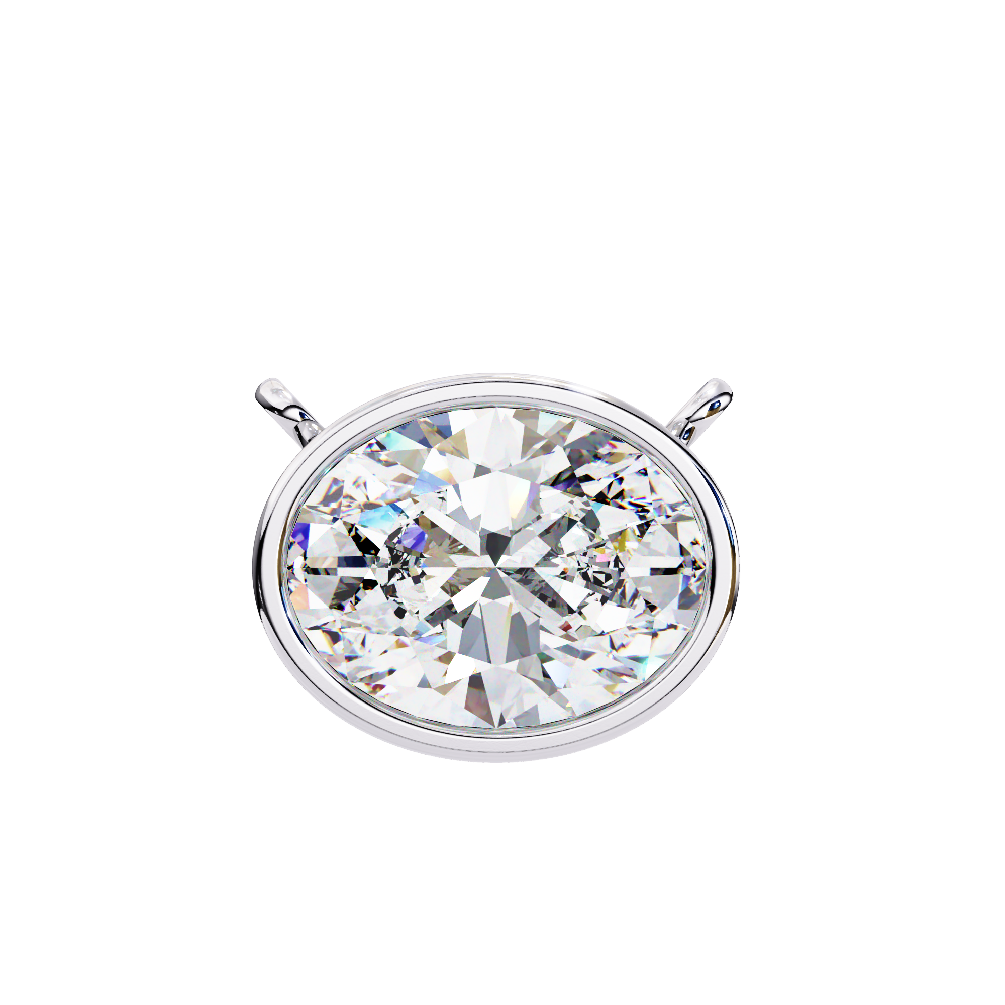 Oval Cut Diamond Bezel Pendant | Timeless Modern Solitaire
