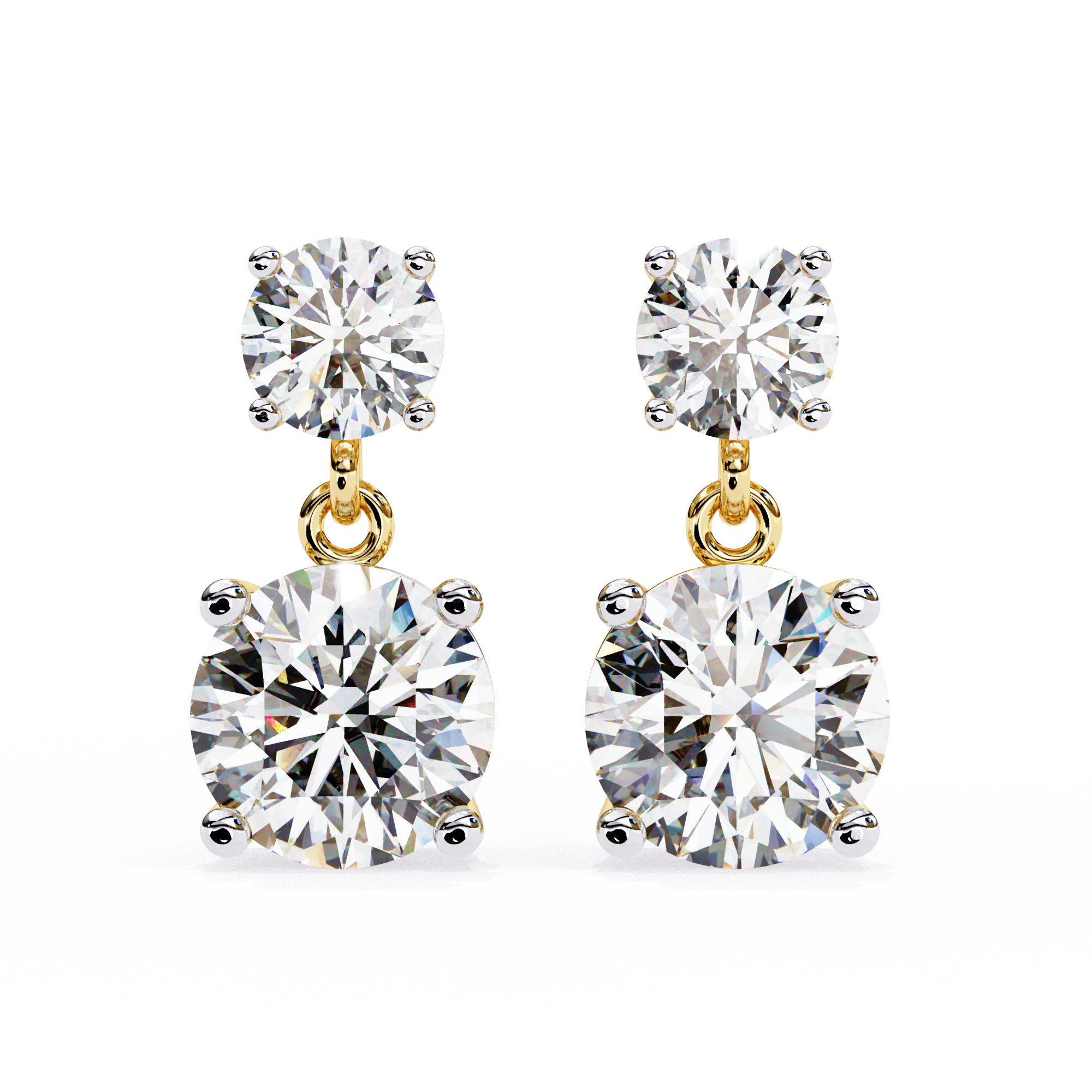 Round Cut Diamond Elegant Dangle & Drop Earrings