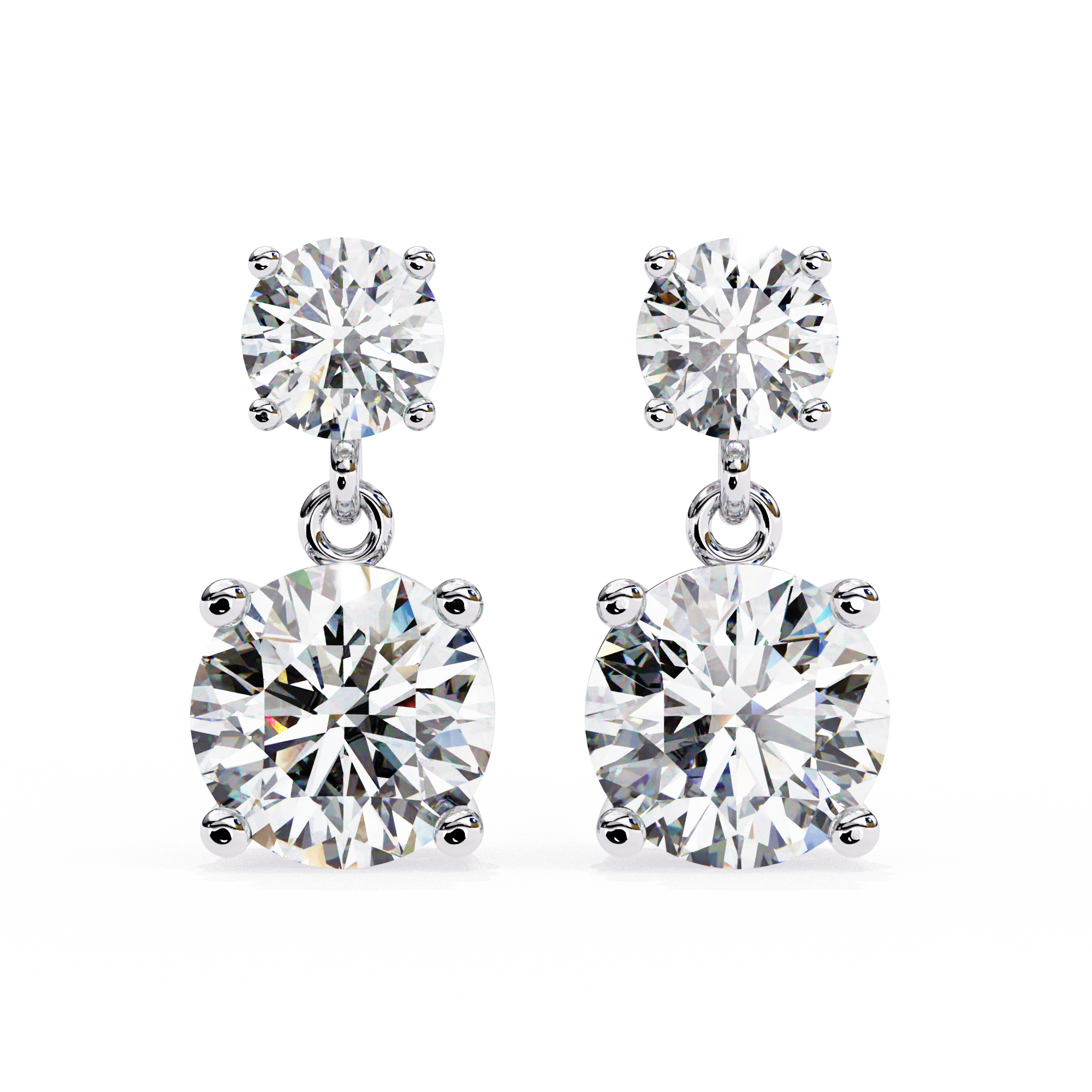 Round Cut Diamond Elegant Dangle & Drop Earrings