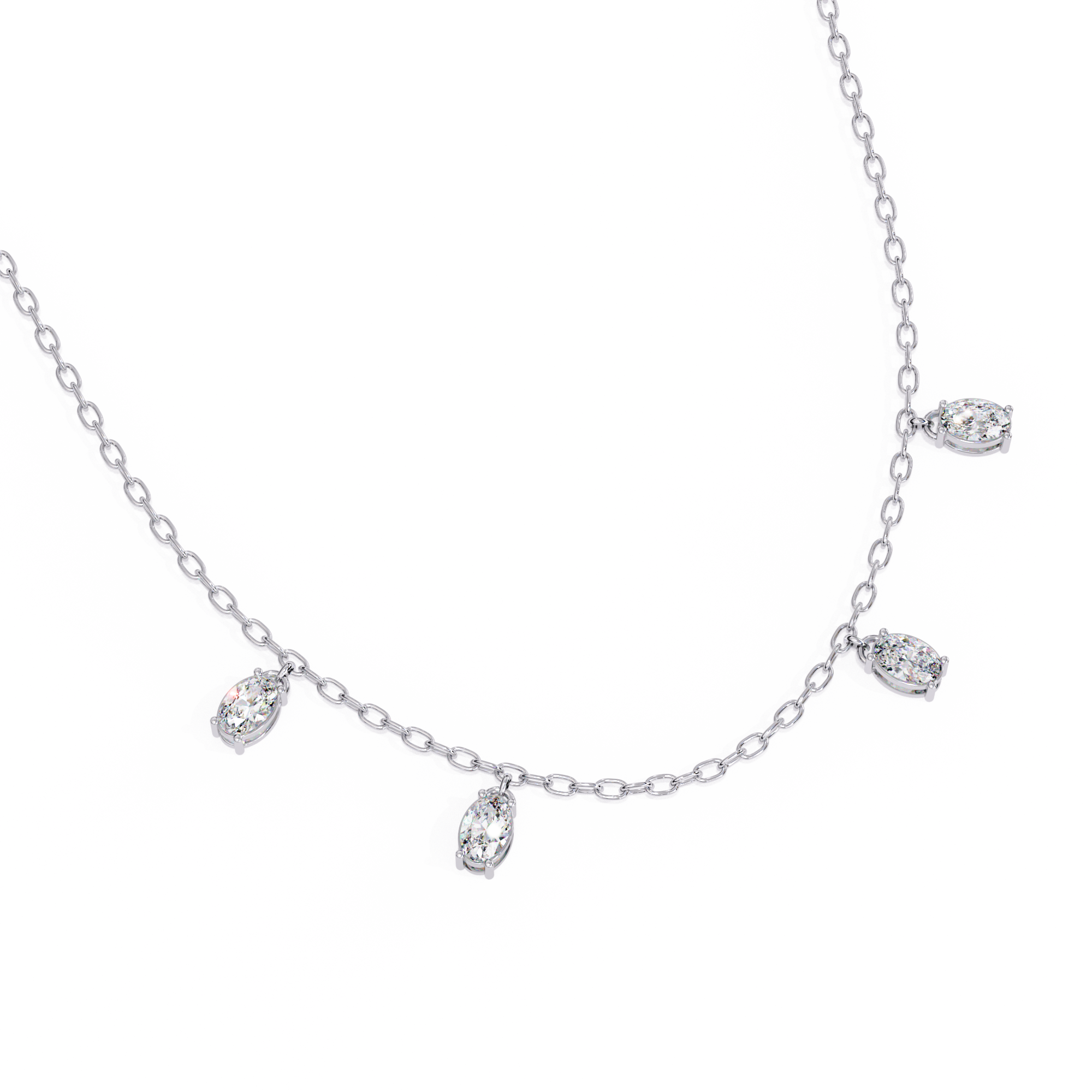 Ethereal Sparkle Oval Diamond Drop Necklace
