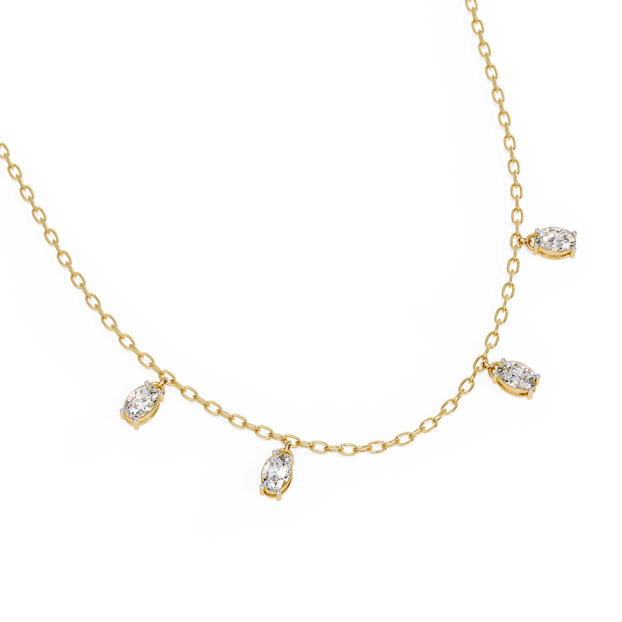 Ethereal Sparkle Oval Diamond Drop Necklace