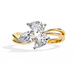 Aria Pear-Shaped Trio Diamond Ring – Crystal Flow Pear Design