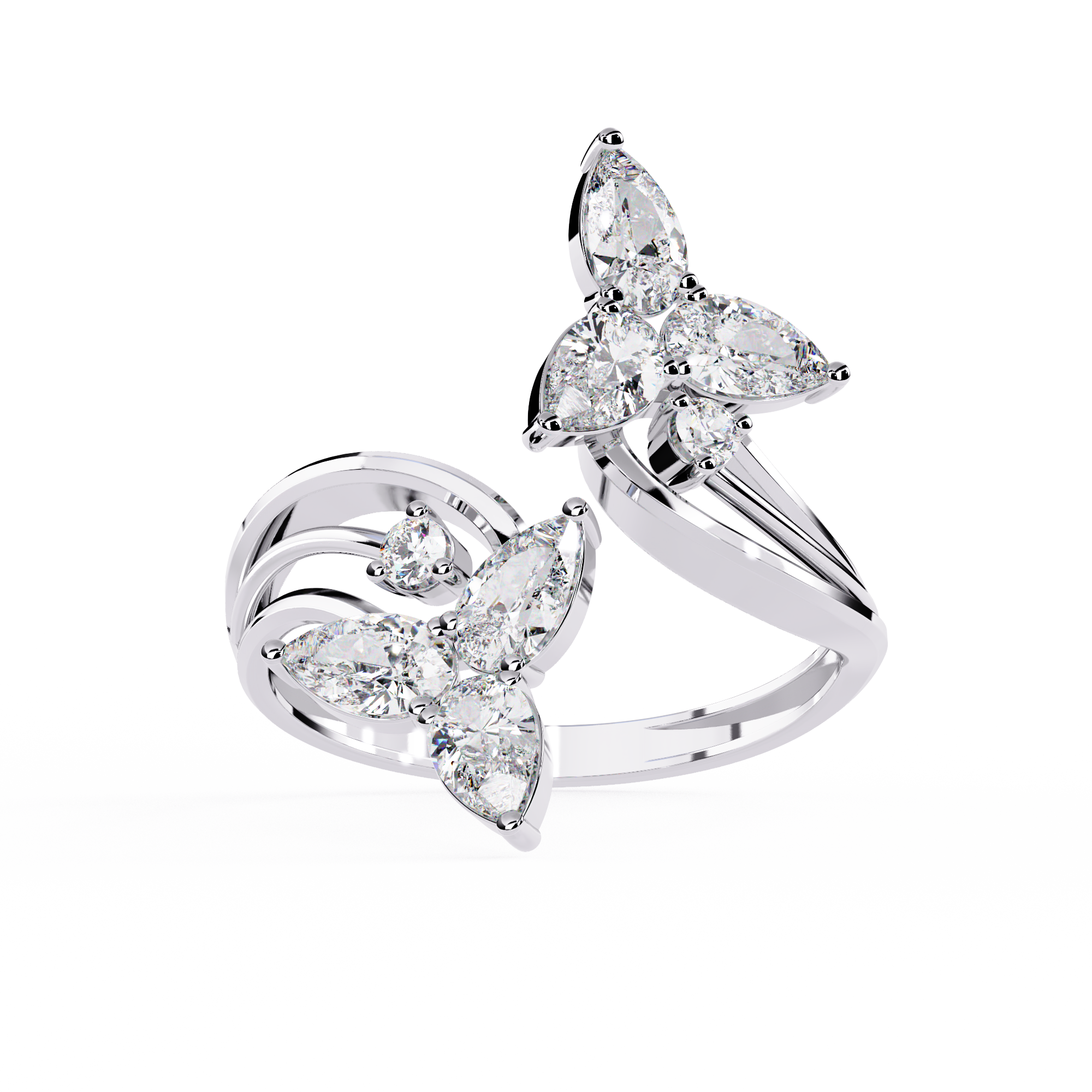 Pear & Round Diamond Cluster Ring | Elegant Statement Design